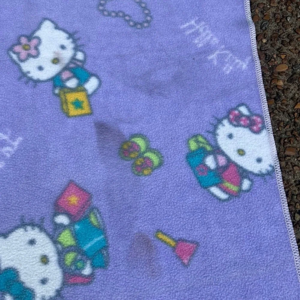 Sanrio Hello Kitty Purple Fleece Throw Blanket Lets Shop Shopping Print Y2K